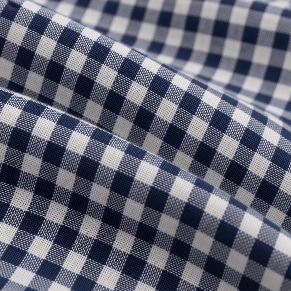 Close-up of a navy gingham (illustration)
