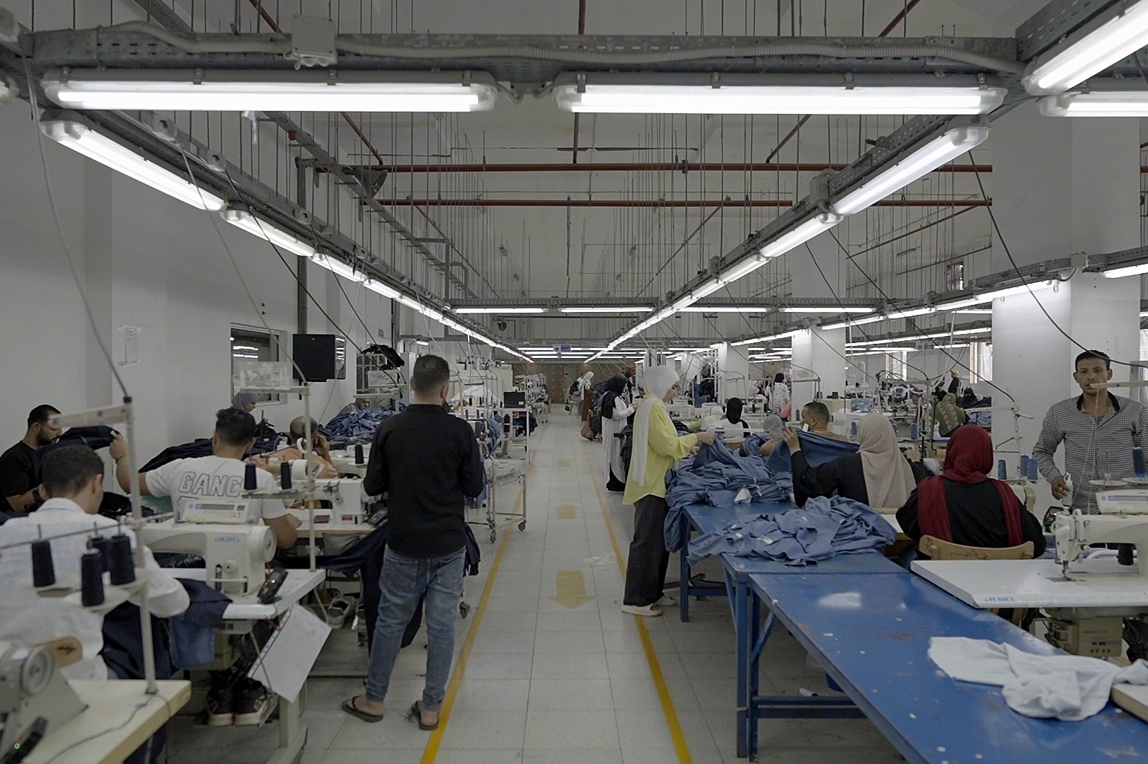 Our team in the shirt factory