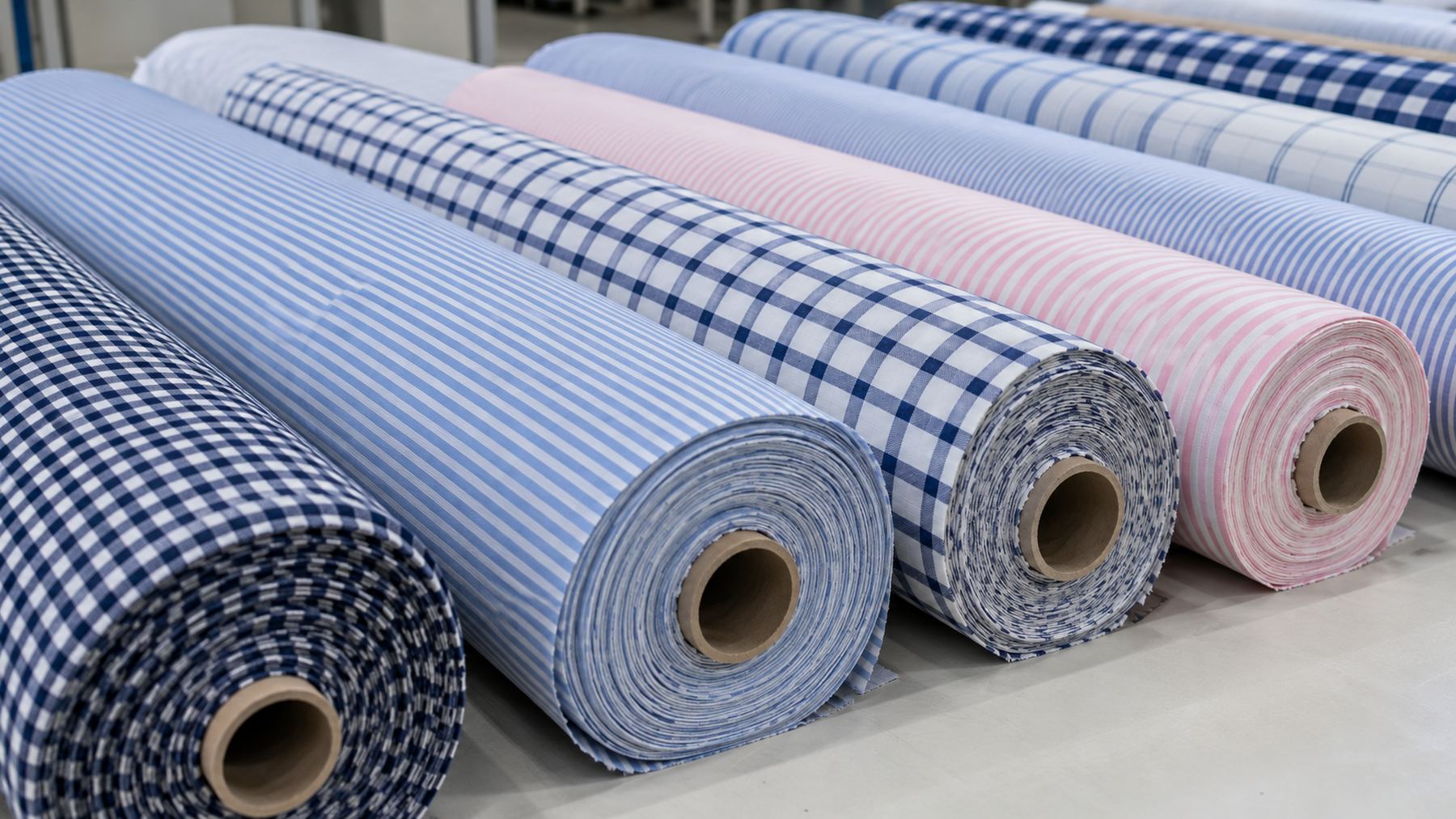 Rolls of yarn-dyed shirting (illustration)